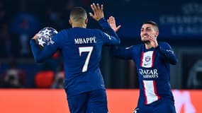 Kylian Mbappé et Marco Verratti lors de PSG-Bayern en février 2023