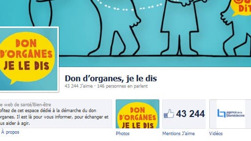 La page Facebook "Don d'organes je le dis".