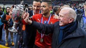 Julien Stéphan, Hatem Ben Arfa et Francois Pinault en avril 2019