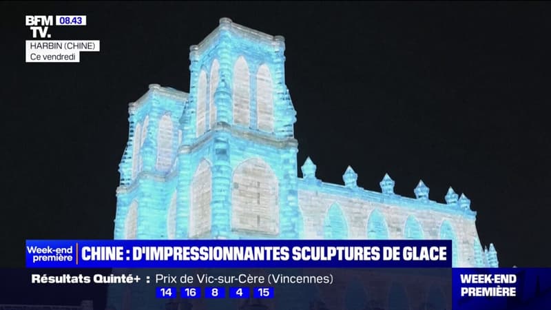 En Chine, les images d'impressionnantes de sculptures de glace illuminées
