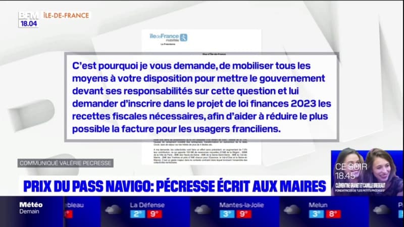 Prix du Pass Navigo: Valérie Pécresse écrit aux maire pour mettre la pression sur le gouvernement