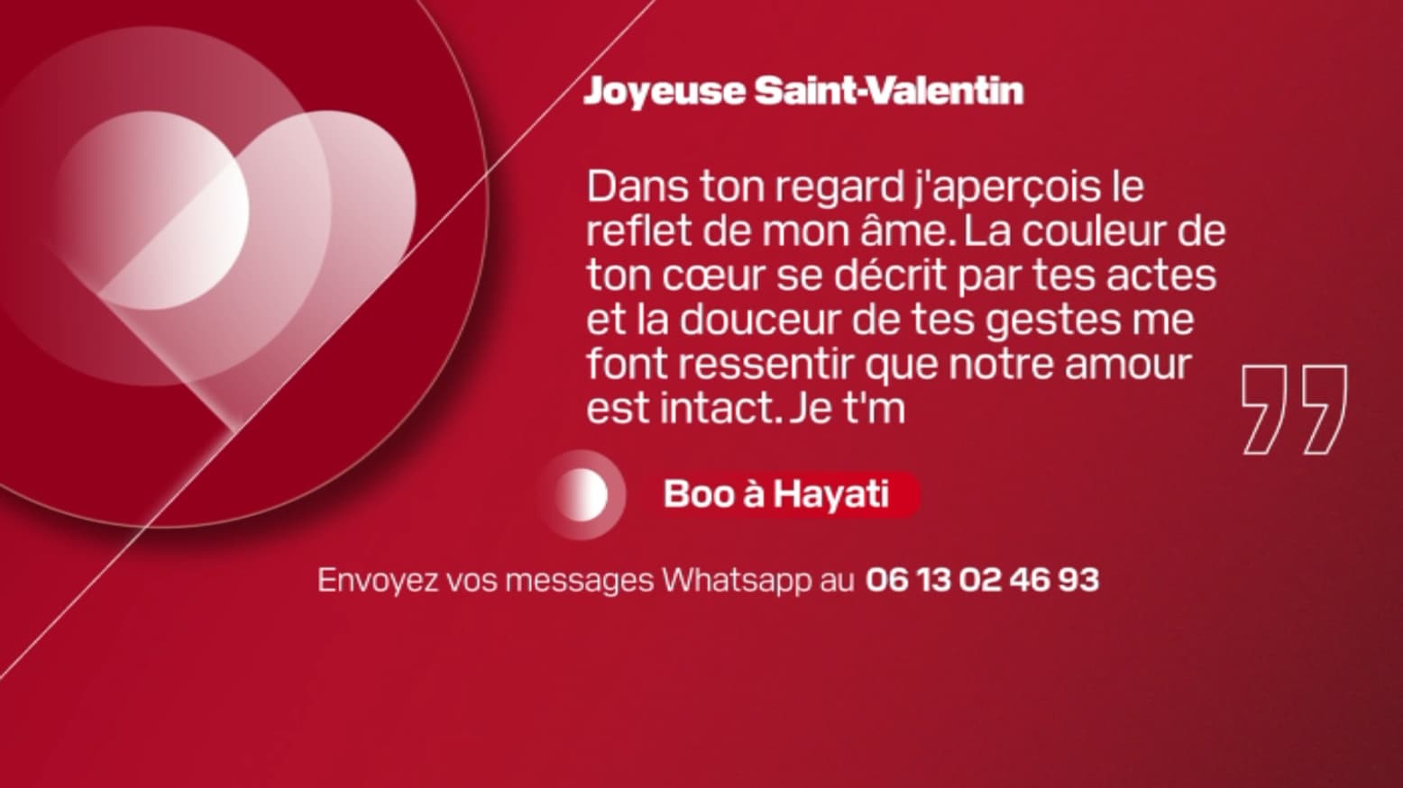 Message de Saint-Valentin, BFM Paris Ile-de-France.
