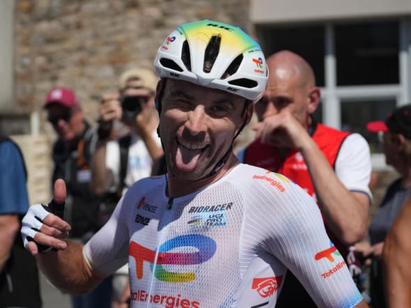 Le coureur français Pierre Latour le 30 mai 2025 sur les Boucles de la Mayenne 