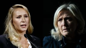 Combo photo réalisé le 28 février 2022 montrant Marion Maréchal (G) et Marine Le Pen