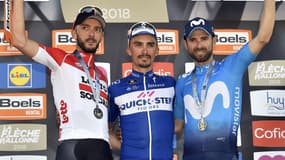 Le podium de la Flèche Wallonne 2018: Vanendert, Alaphilippe, Valverde