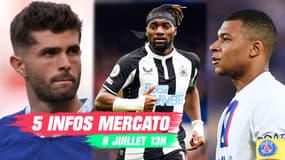  Mbappé, Saint-Maximin, Pulisic... Les 5 infos mercato du 8 juillet à 13h