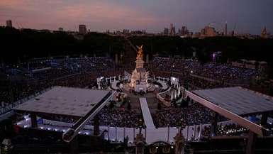 Le soleil en train de se coucher sur Londres, avant le concert géant organisé pour le jubilé de la reine Elizabeth.