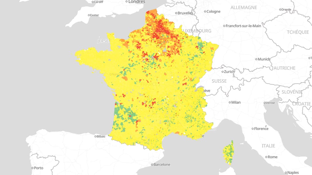 Carte "Dans mon eau" de la fiabilité de l'eau potable, réalisée par Générations futures Carte "Dans mon eau" de la fiabilité de l'eau potable, réalisée par Générations futures