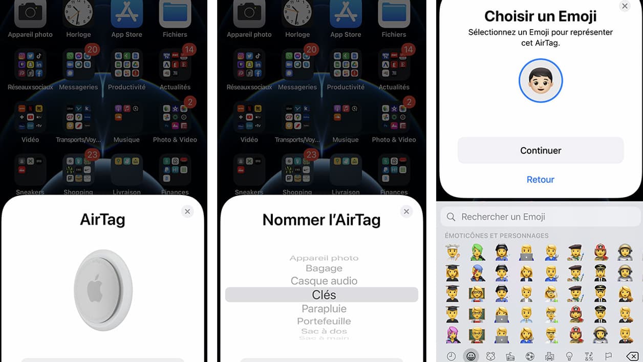 Interface de configuration des AirTags d'Apple Interface de configuration des AirTags d'Apple