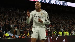 La célébration de Kylian Mbappé après son but contre le Celta Vigo (5-2), le 16 janvier 2025