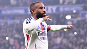 Alexandre Lacazette après l'ouverture du score de l'OL dans le derby, 10 novembre 2024