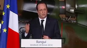 Le président de la République François Hollande à Bangui vendredi 28 février