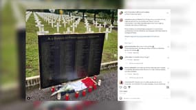 Une stèle en hommage aux "enfants de France morts de l'immigration" installée à la nécropole nationale de Mulhouse.