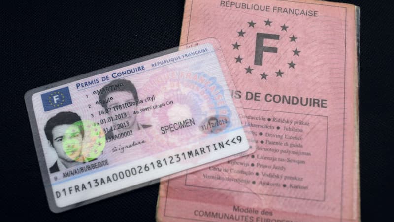 A gauche, le permis européen, à droite, le permis de conduire ancien modèle, le fameux "papier rose".