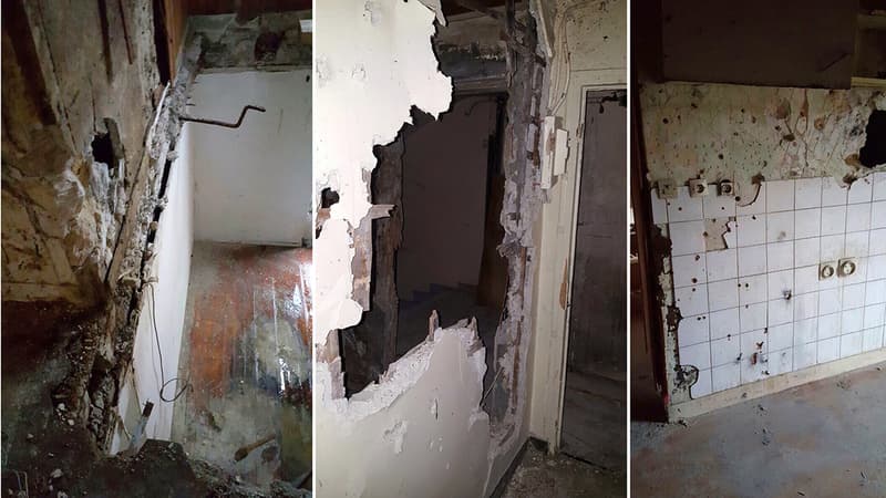 Images de l'intérieur de l'immeuble du cente de Saint-Denis, dans lequel s'était réfugiés Abaoud et ses complices présumés, après l'assaut des hommes du Raid et de la BRI.