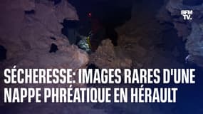 Sécheresse: des images rares d'une nappe phréatique de la grotte de Clamouse en Hérault 