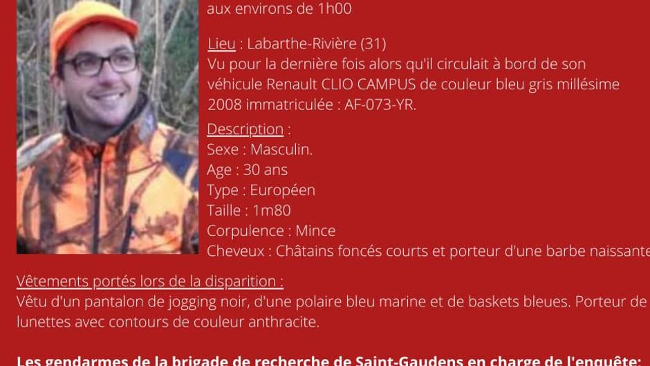 L'appel à témoins diffusé pour retrouver Brice Louge, peu après sa disparition. L'appel à témoins diffusé pour retrouver Brice Louge, peu après sa disparition.