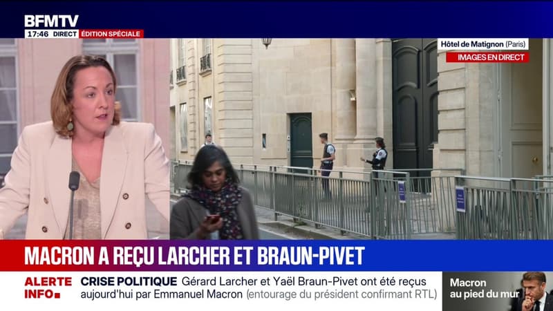 Emmanuel Macron a reçu Gérard Larcher et Yaël Braun-Pivet à l'Élysée