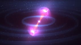 Après la fusion de deux étoiles à neutrons.