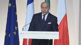 Le ministre des Affaires étrangères Laurent Fabius, jeudi à l'Elysée.