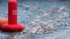 Les triathlètes dans la Seine pour l'épreuve des JO de Paris, 31 juillet 2024