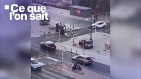 Une voiture de police accidentée après avoir été percutée de plein fouet par une autre véhicule le lundi 28 juillet 2025 dans le 14e arrondissement de Marseille (Bouches-du-Rhône).