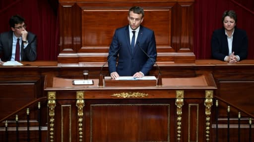 Le président français Emmanuel Macron devant le Congrès à Verseilles près de Paris, le 3 juillet 2017