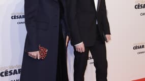 La maire de Paris Anne Hidalgo et le député Bruno Julliard arrivent à la 43ème cérémonie des César à Paris, le 2 mars 2018