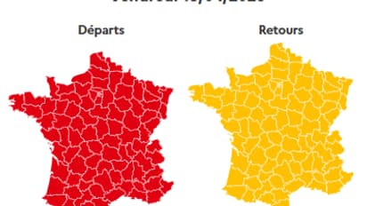 La journée de vendredi est classée rouge dans le sens des départs, orange dans celui des retours. La journée de vendredi est classée rouge dans le sens des départs, orange dans celui des retours.