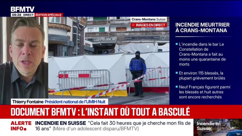 "Tout ce qu'on doit utiliser doit être résistant au feu": Thierry Fontaine, président de l'UMIH Nuit, s'exprime à propos de l'incendie à Crans-Montana