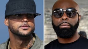 Les rappeurs Booba (G), le 19 mai 2014 à Cannes, et Kaaris (D), le25 mars à Paris