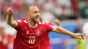 Christian Eriksen auteur de l'ouverture du score pour le Danemark face à la Slovénie à l'Euro, le 16 juin 2024