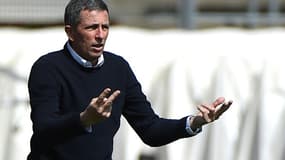 L'entraîneur de Strasbourg, Thierry Laurey, lors du match de Ligue 1 à Nîmes, le 18 avril 2021