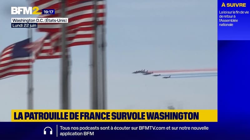 La Patrouille de France survole le Washington Monument devant les yeux ébahis des Américains