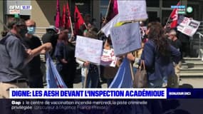 Digne-les-Bains: les AESH manifestent devant l'inspection académique 