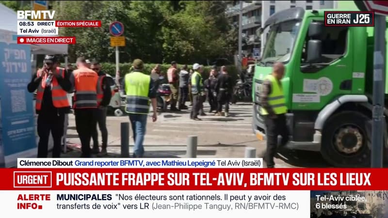BFMTV sur les lieux de la puissante frappe ayant touchée Tel-Aviv durant la nuit