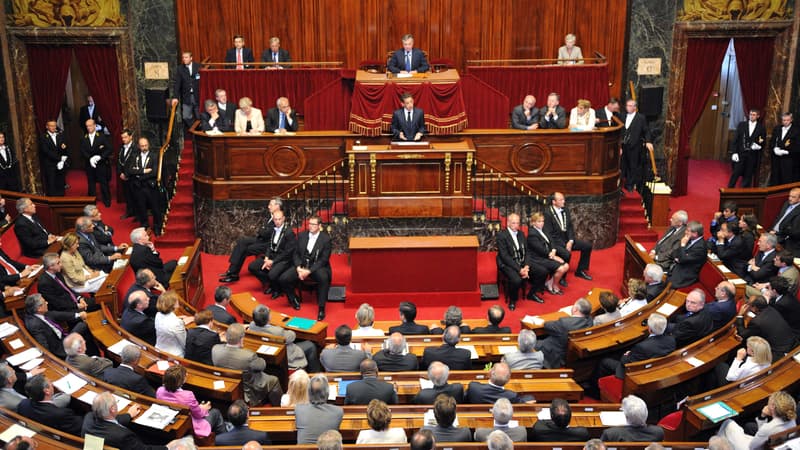 Nicolas Sarkozy devant le Congrès du Parlement au château de Versailles en juin 2009.