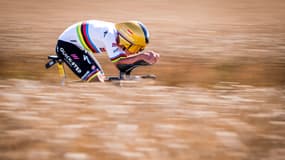 Remco Evenepoel lors d'un contre-la-montre du Tour de France, le 9 juillet 2025