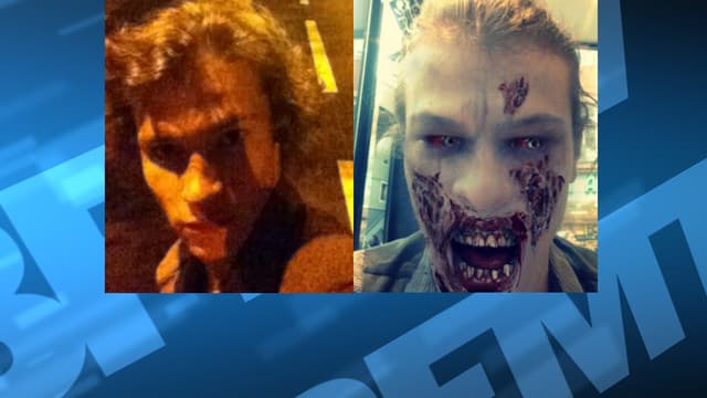 L'étudiant a changé sa photo de profil Facebook (à gauche) pour une de lui où il est grimé en zombie (à droite), quatre jours avant d'agresser un homme au couteau à Thonon-les-Bains.