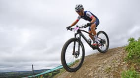 Pauline Ferrand-Prévot lors des championnats du monde de VTT cross country, le 12 août 2023.