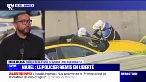 Reda Belhaj (Unité SGP Police-FO) se dit "soulagé" que le policier auteur du tir mortel sur Nahel "soit enfin libre" et "puisse retrouver sa famille"