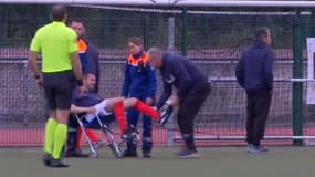 Julien Odoul blessé lors d'un match de football caritatif.