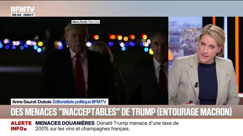 L'entourage d'Emmanuel Macron juge "inacceptable et inefficace" la menace de Donald Trump de relever les taxes sur les champagnes et vins français de 200%