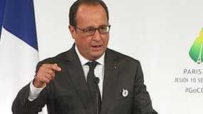 François Hollande lors de la présentation officielle de la COP21, le 10 septembre 2015