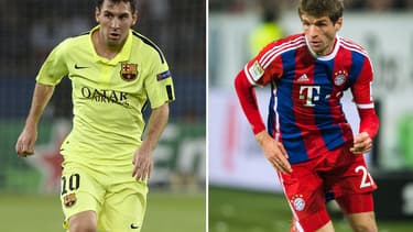 Lionel Messi (à gauche) rencontrera Thomas Muller (Bayern) ce soir au Camp Nou.
