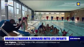 Grasse: le champion olympique Alain Bernard initie les enfants à la natation