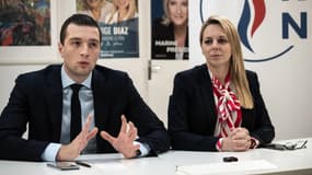 Edwige Diaz et Jordan Bardella en conférence de presse à Bordeaux, le 10 février 2022