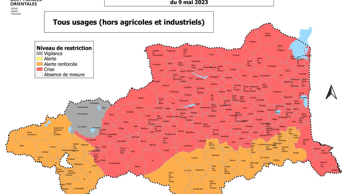 La carte des mesures de restrictions dans les Pyrénées-Orientales.