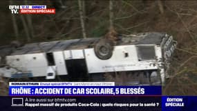 Rhône: la chute d'un car scolaire fait cinq blessés près de Saint-Martin-en-Haut