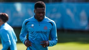 Le défenseur Chancel Mbemba lors d'un entraînement de l'OM en février 2025